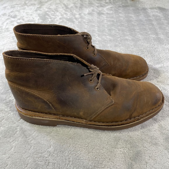 Clarks Bushacre 2 Desert Boots Mens 10 Brown Leather Beeswax Ankle Chukka Boots - Picture 1 of 9